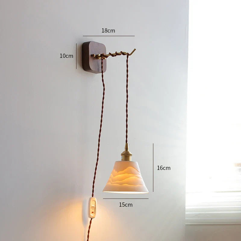 Decorbites™ LED Wandarmatur Modern Japanischer Stil Keramik-Lampenschirm Holzbasisleuchte