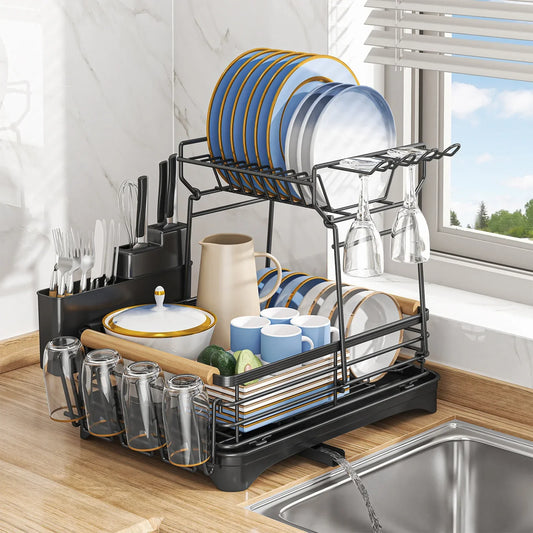 Decorbites™ Küchenutensil-Abtropfgestell mit Stäbchenbehälter und Abtropfschale