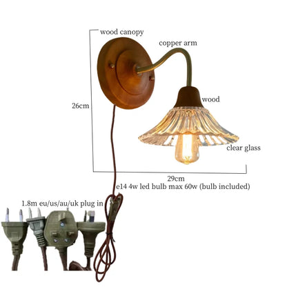 Decorbites™ Französische Vintage Kupferglas LED Wandleuchte für Schlafzimmer Wohnzimmer Spiegel