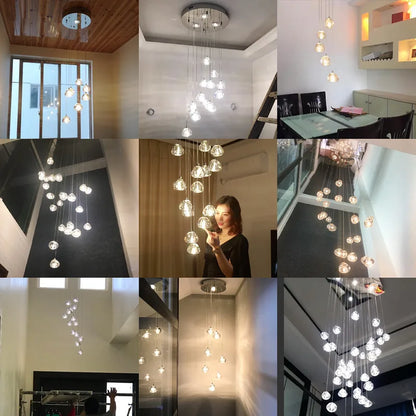 DecorBites™ Crystal Ball Nordic LED Chandelier - Modern Staircase Decorative Lighting