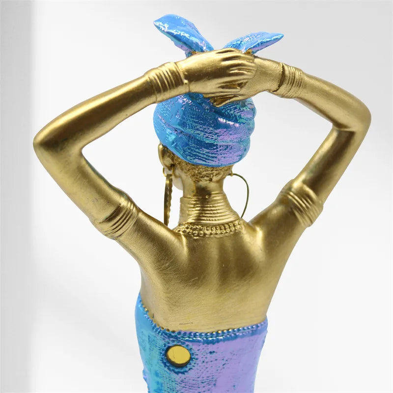 Decorbites™ Goldene Weibliche Statue Afrikanischer Stammessstil Porträt-Skulptur Wohnraumausstattung
