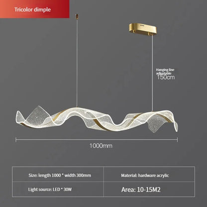 Decorbites™ Gold Wellen-Design Acryl-Hängelampe Kronleuchter für Wohnzimmer & Küche