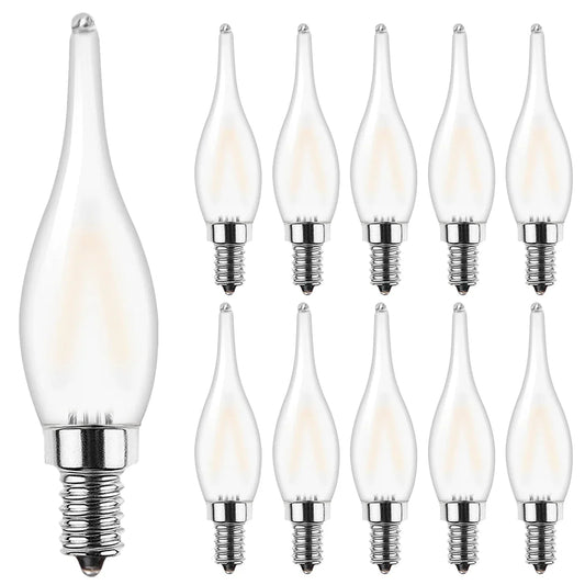 DecorBites™ Frosted LED Candle Bulbs 1.5W Dimmable E12 E14 Base Warm White 2700K - Chandelier Decor Bulb