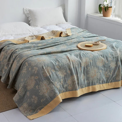 Decorbites™ Baumwoll-Gaze-Handtuch-Wurfdecke - Weiche und gemütliche Bettdecke für alle Jahreszeiten