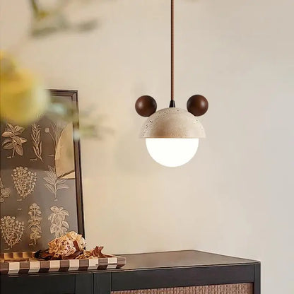Decorbites™ Sahneglas-LED-Hängeleuchte Modern Holz Gelber Travertin-Hängeleuchte