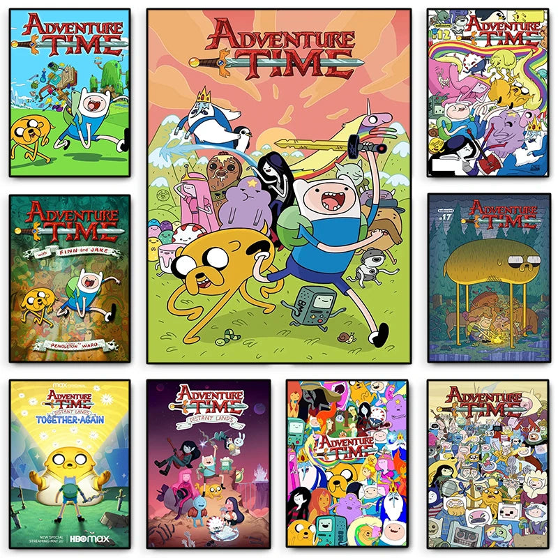 Cartoon Adventure Time Classic Movie Posters Print Canvas Painting Fancy Wall Art Picture for Living Room Bar Home Decor Mural