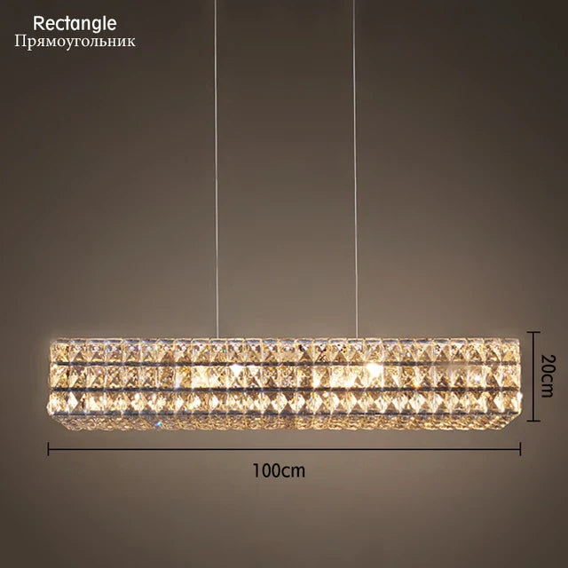 Gold Crystal Ring Chandelier Long L110cm