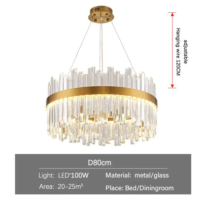 DecorBites™ Gold Crystal Ceiling Chandelier | Luxury Indoor Lighting for Living & Dining Room