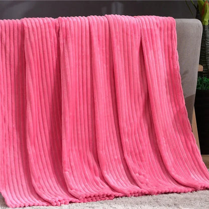 DecorBites™ Cozy Striped Flannel Fleece Blanket for Winter - Bedroom Living Room Throw