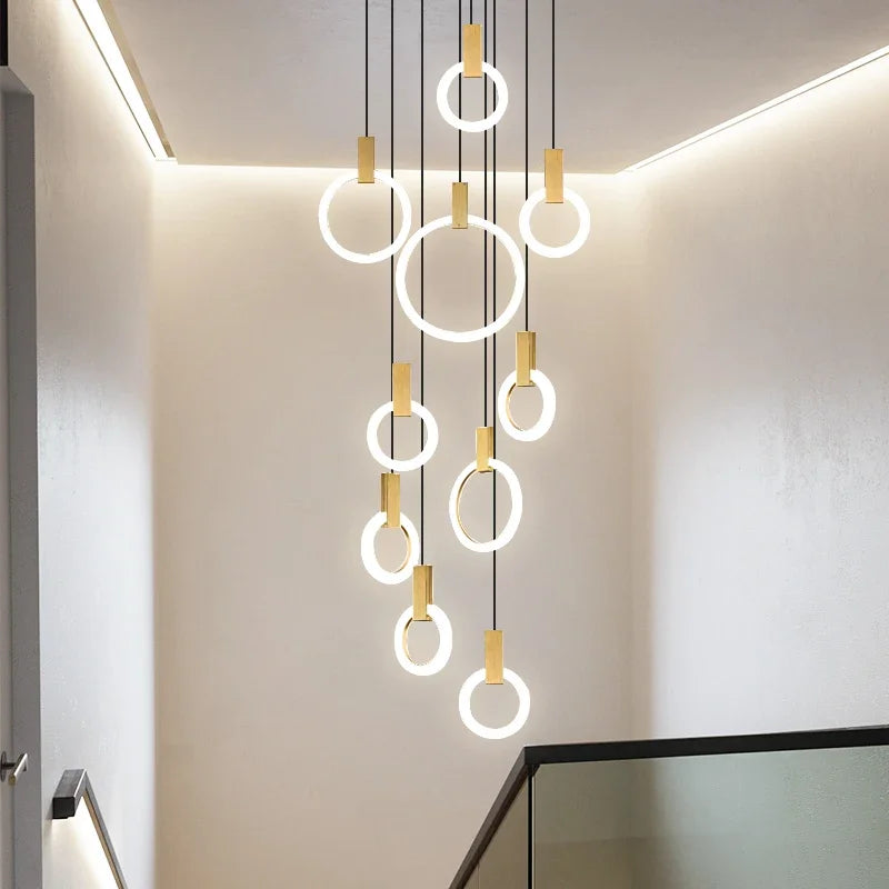 Decorbites™ LED-Holz-Treppenleuchter: Moderne nordische Deckenpendelleuchten für das Wohnzimmer