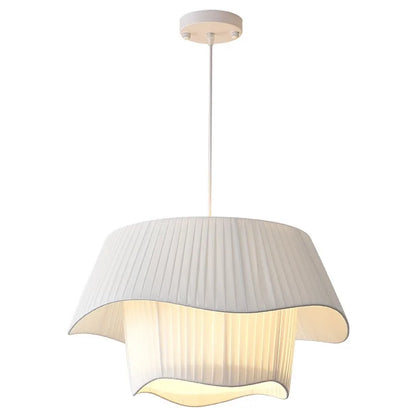 DecorBites™ Creamy Style E27 Chandelier Bedroom Pendant Lights: Minimalist White Fabric LED Lamps