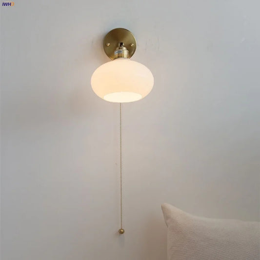 Decorbites™ Japanischer Stil LED Wandleuchte Weißes Glas Drehbar Zugkette Treppenlicht Armaturen