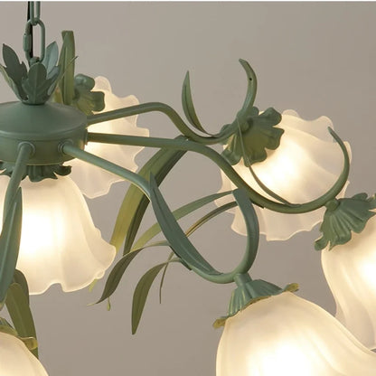 Decorbites™ Grüne Blume Deckenleuchter: Elegante Eisenkunst-Pendelleuchte für Wohnzimmer, Schlafzimmer, Villa
