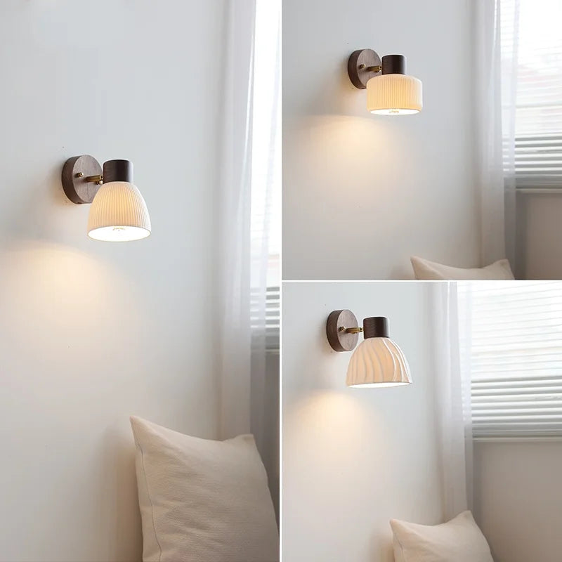 Decorbites™ LED-Wandleuchte Modern Nordisch Drehbare Leselampe Weiß Keramik Holz