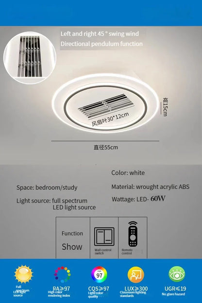 Decorbites™ LED-blattloser Deckenventilator mit Fernbedienung für modernes Wohnzimmer