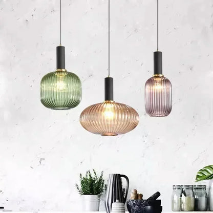 Decorbites™ Bunte Glasanhängerleuchten Wohnzimmer Nachttischlampe LED Hängelampe