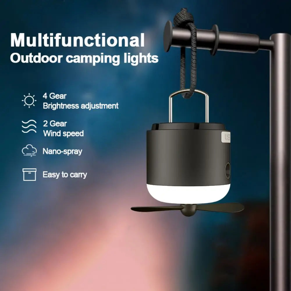 Decorbites™ 4-in-1 wiederaufladbare LED-Campinglaterne mit Ventilator & Sprühfunktion