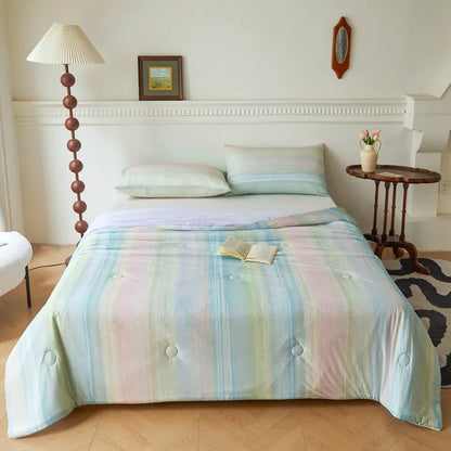 DecorBites™ Knitted Cotton Print Summer Quilt, Silk Soft Blanket