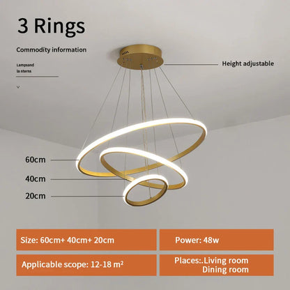 Decorbites™ Gold Circle Ringe Kronleuchter LED Hänge Lampe für Wohnzimmer, Küche, Esszimmer