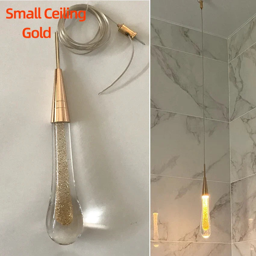 DecorBites™ Crystal Glass LED Pendant Tear Drop Light Chandelier