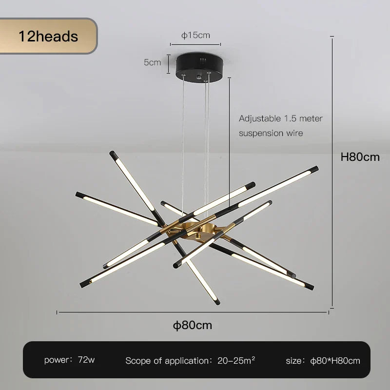 DecorBites™ Gold LED Ceiling Chandelier for Living Room Bedroom Kitchen - Dimmable Pendant Light