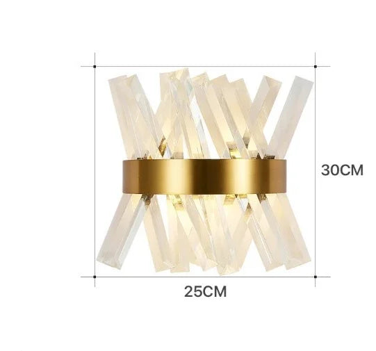 Gold Shimmering Crystal Wall Sconce For Bedroom