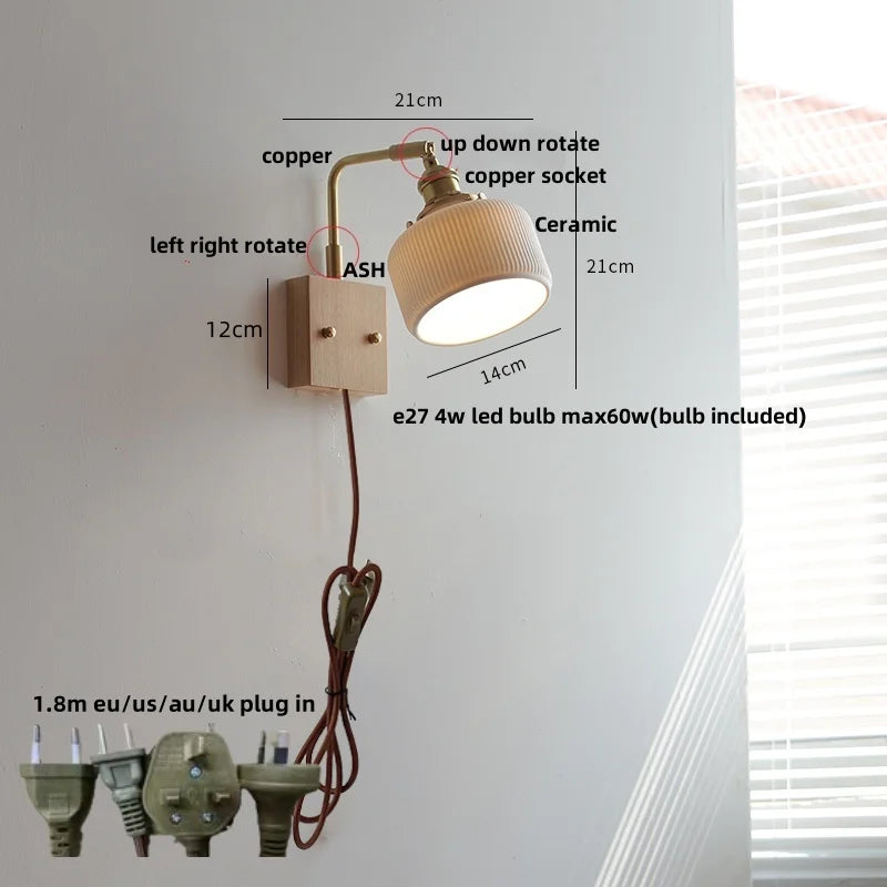 Ceramic Walnut Wall Sconce