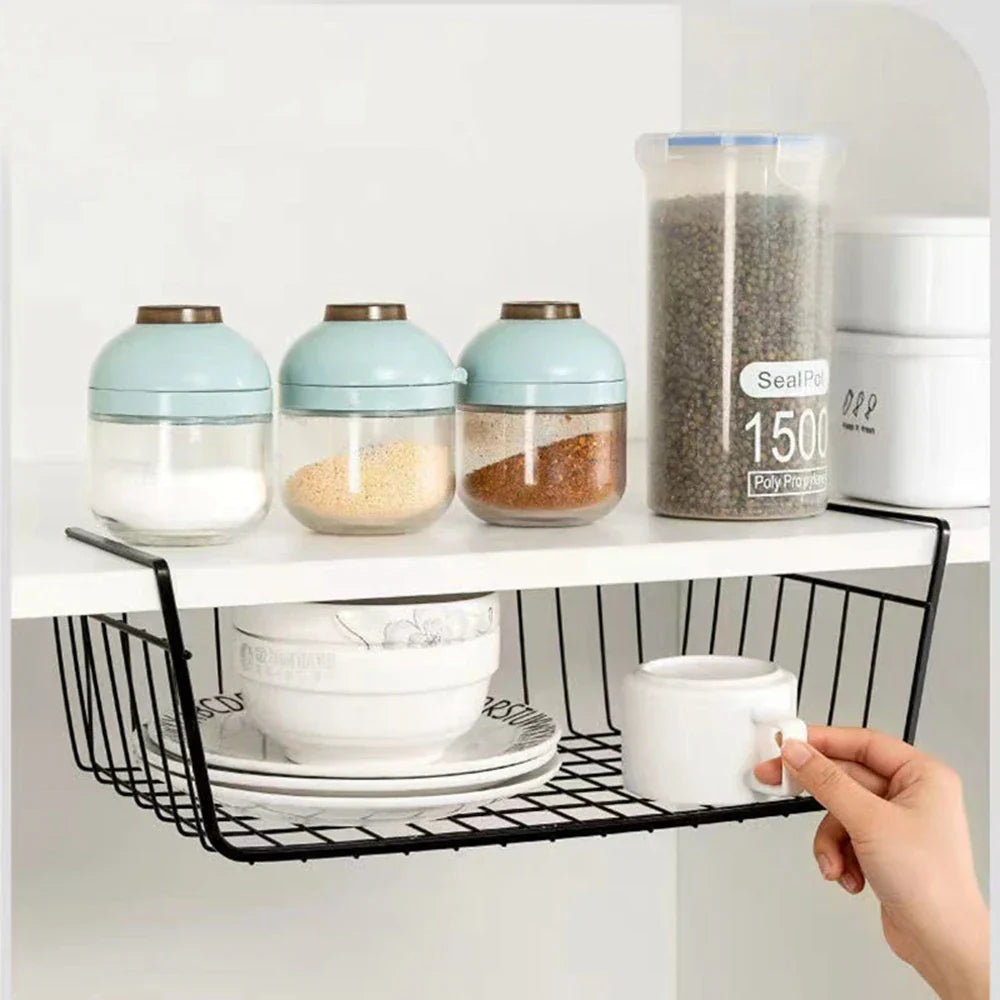 DecorBites™ Kitchen Organizer Shelf Desk Storage Rack Mesh Basket Wardrobe Holders