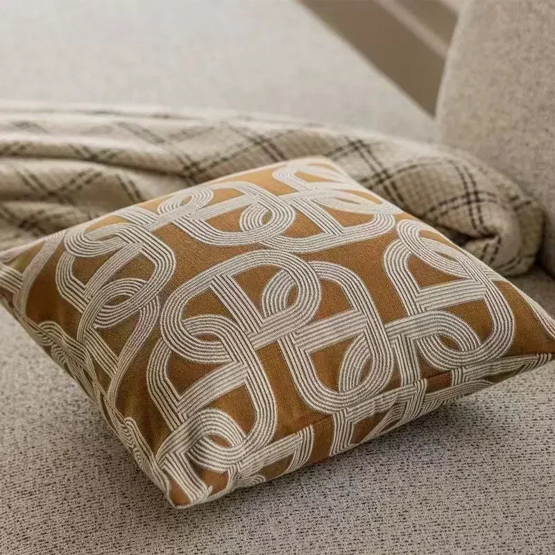 Decorbites™ Geometrisches Jacquard-Kissenbezug - Braun-Kaffee-Farbe Leichtluxuriöse Moderne Dekor-Kissen
