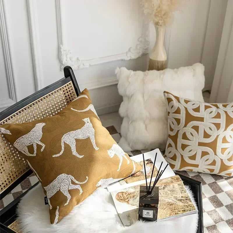 Decorbites™ Geometrisches Jacquard-Kissenbezug - Braun-Kaffee-Farbe Leichtluxuriöse Moderne Dekor-Kissen