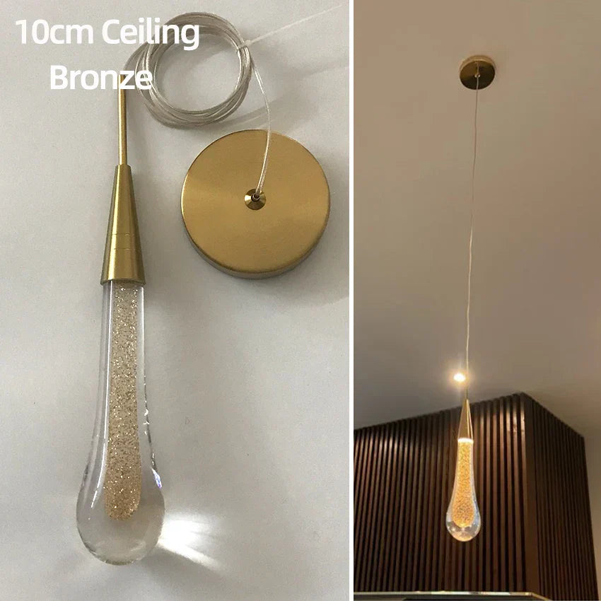 DecorBites™ Crystal Glass LED Pendant Lights - Tear Drop Design for Restaurant, Bar, Staircase