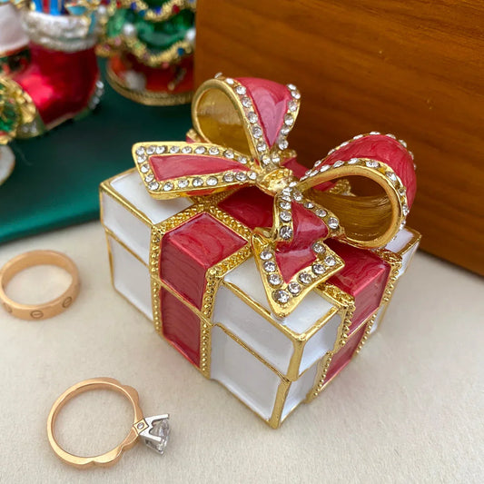 DecorBites™ Enamel Figurine Jewelry Trinket Box Wedding Gift Holder