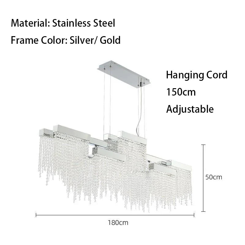 Decorbites™ Kristall-Quasten-Kronleuchter: Moderne Luxus-Silber-Hängeleuchte für das Esszimmer