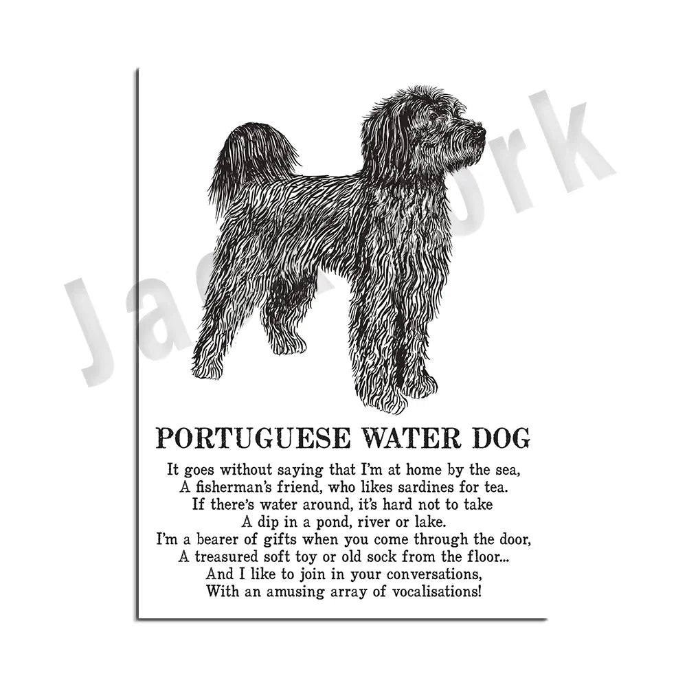 Decorbites™ Hunderassens-Gedichtposter-Sammlung: Vizsla, Pomeranian, Manchester Terrier und mehr