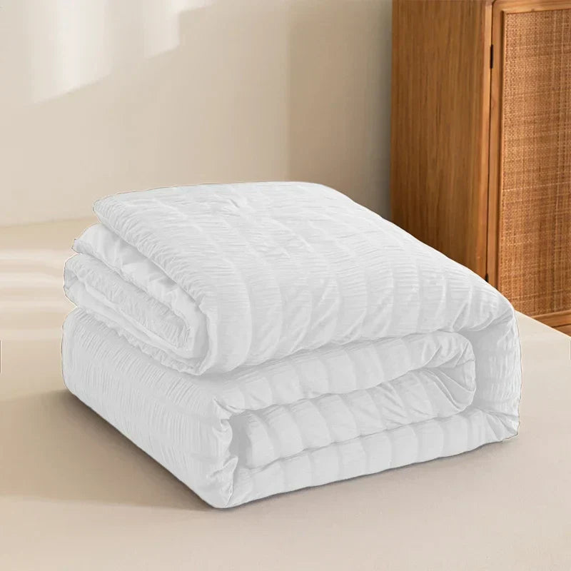 Decorbites™ King-Size Seersucker-Steppdecke: Weich, atmungsaktiv, Ganzjahres-Daunenbettdecke