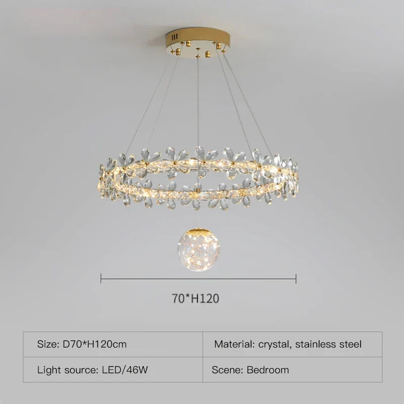 Decorbites™ Gold Kristall Spirale Kronleuchter LED Hängeleuchten für die Heimdekoration