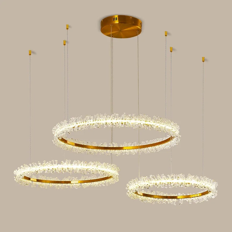 Gold Crystal Ring Chandelier Dia90cm Living Room