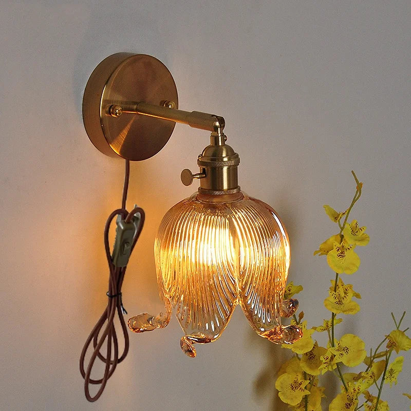 Decorbites™ Loft Bernstein-Glas LED Wandlampe mit Vintage-Drehschalter
