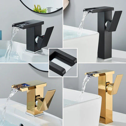 DecorBites™ LED Waterfall Bathroom Sink Faucet Hot Cold Mixer Tap Deck Mounted