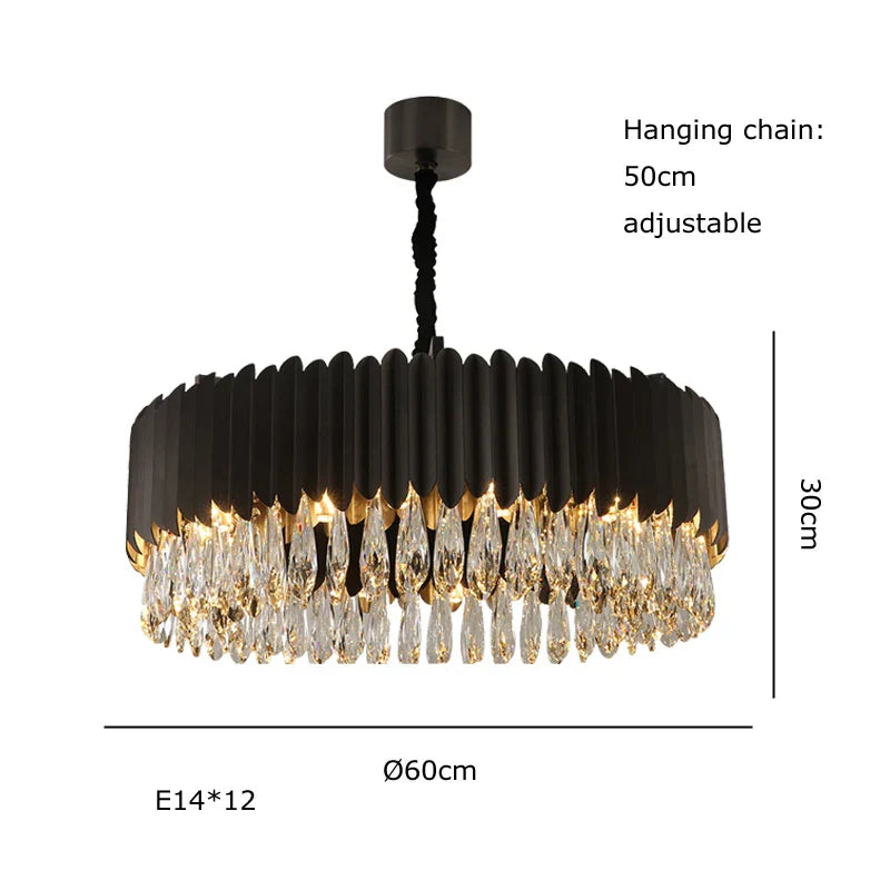 DecorBites™ Gold Crystal Water Droplet Pendant Light - Black Suspension Lamp