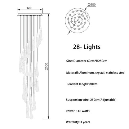DecorBites™ Crystal LED Chandelier: Modern Loft Art Pendant Lighting for Restaurant, Bar, Staircase