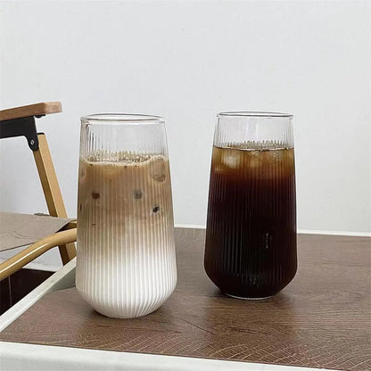 Decorbites™ Glasbecher-Set mit Deckel und Trinkhalm für Tee, Kaffee, Saft, Bier, Milch, Mokka
