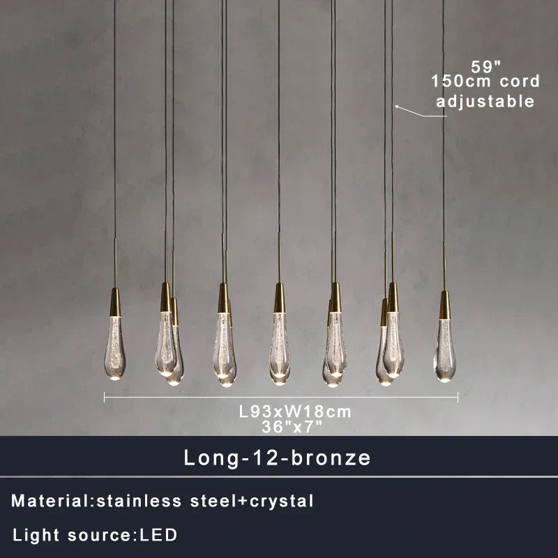 DecorBites™ Crystal Water-drop Chandelier Light Fixture - Luxury Stairwell Decor