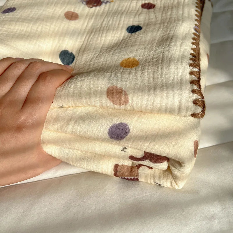 Cotton Cartoon Travel Blanket