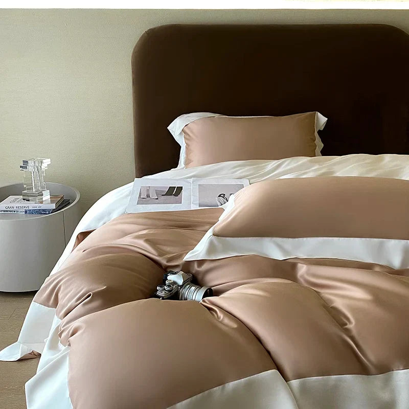 Decorbites™ Eukalyptusfaser-Bettwäsche-Set, Sommerkühle, Seidige Steppdecke, Bettbezug, Laken-Set