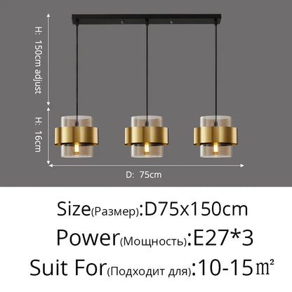 DecorBites™ Golden Pendant Lights for Aisle, Restaurant, Bedroom - Nordic Postmodern Minimalist Style