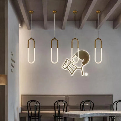 DecorBites™ Gold Ring Pendant Lights Warm White LED U Shape Hanging Lamp