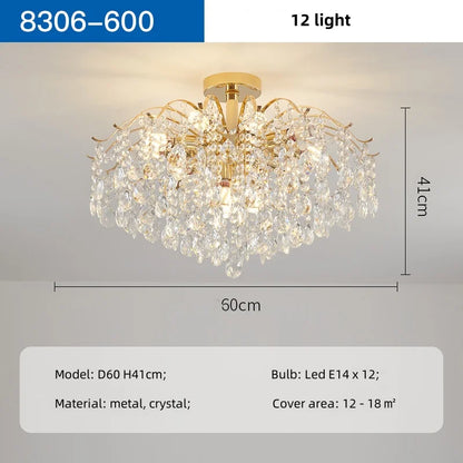 Decorbites™ K9 Kristall Gold Kronleuchter Deckenleuchte | Schlafzimmer Heimdekoration LED Deckenlampe