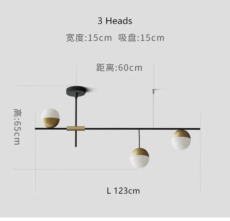 DecorBites™ Glass Ball Linear Chandelier: Postmodern Style Kitchen & Hotel Art Light