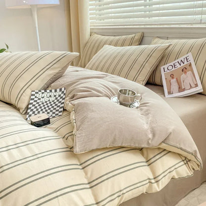 DecorBites™ Cozy Pattern Printed 4Pcs Single Bedding Set - Soft Cotton Fabric